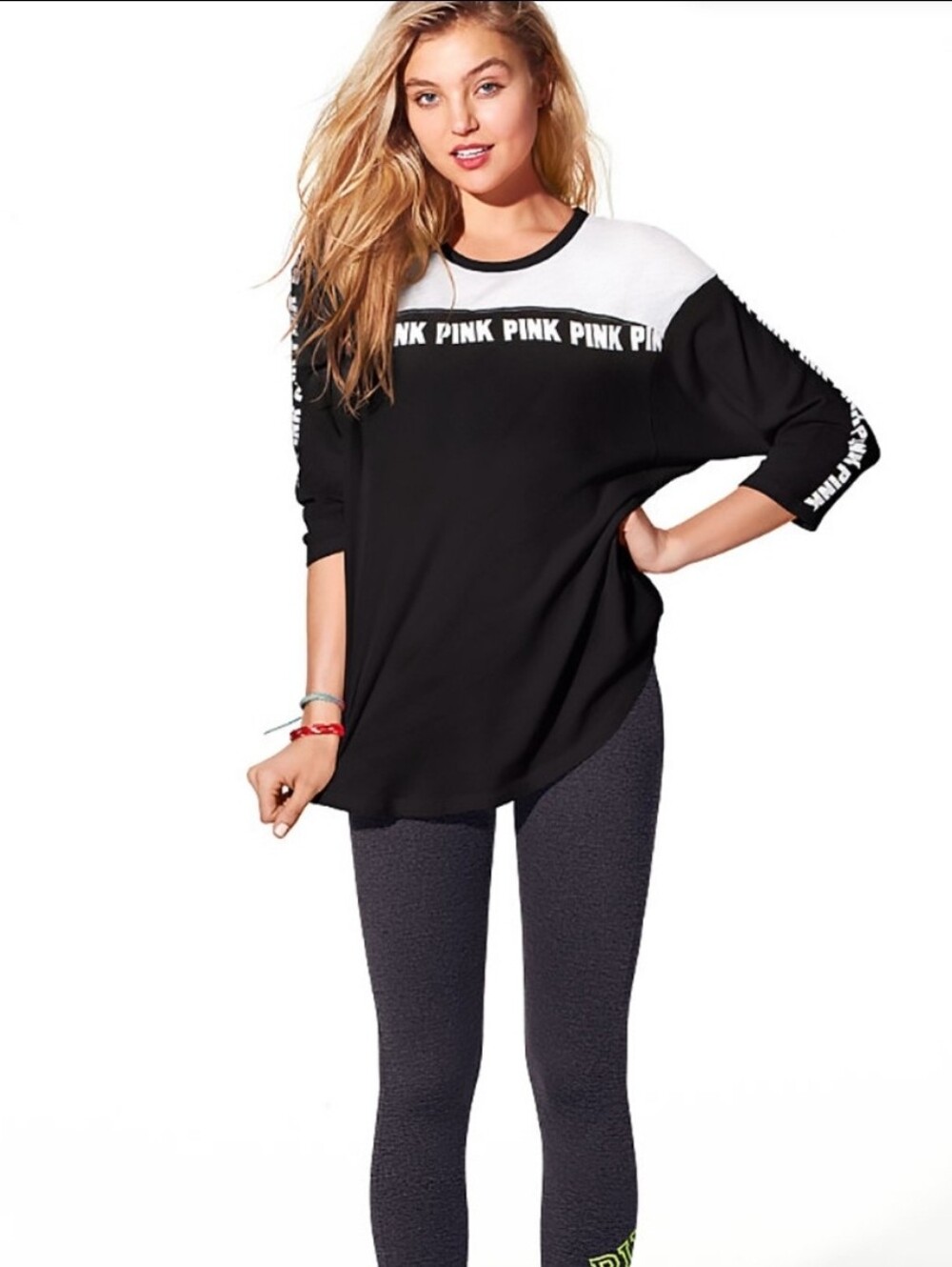 PINK Victoria's Secret Black and White Colorblock Crewneck Tunic
